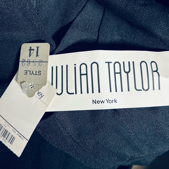 NEW (w/tag) VINTAGE Black Julian Taylor Big Shoulder Midi Dress 14 - Picture 12 of 12